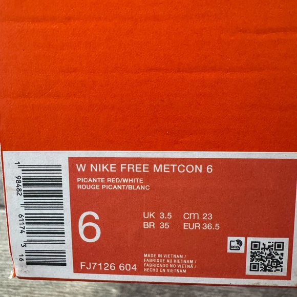 Brand New Nike Free Metcon 6 Picante Red White Women’s Workout Shoes FJ7126 604 - Picture 12 of 12
